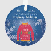 Famille Noël annuel affreux pull rouge bleu (dos)