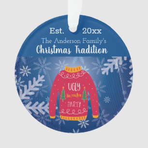 Famille Noël annuel affreux pull rouge bleu