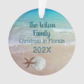 Famille Noël Beach Shells Ornement photo (devant)