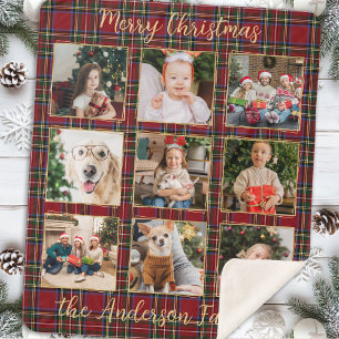 Famille Noël Plaid Gold Custom Photo Collage