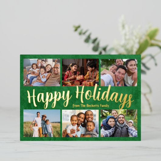 Famille Noël Real Foil Bonne carte de vacances (Debout devant)