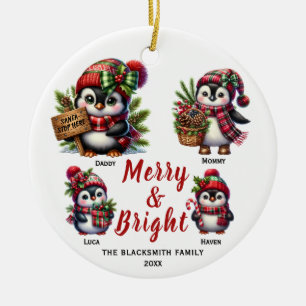 Famille Penguin de quatre ornement céramique