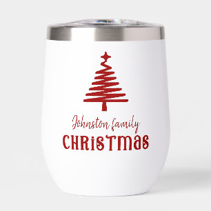 Famille personnalisée arbre de Noël simple rouge