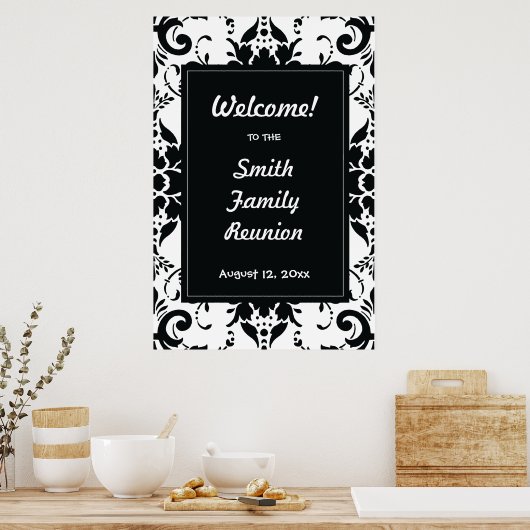 Famille Réunion Affiche de bienvenue Damask (Cuisine)