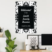 Famille Réunion Affiche de bienvenue Damask (Bureau à domicile)