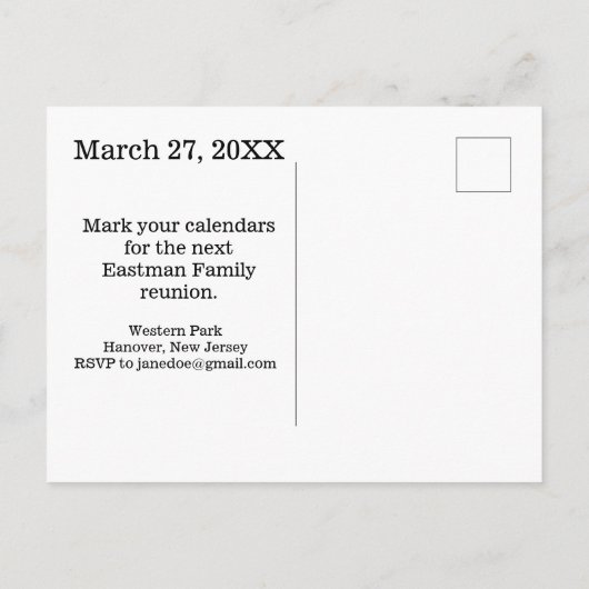 Famille Réunion Gold Noir Monogramme E Invitation (Dos)