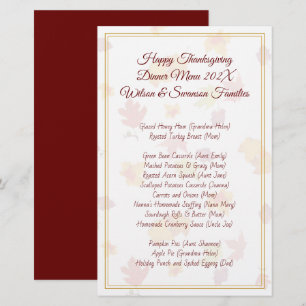 Famille Thanksgiving Diner Menu Chefs Nom