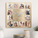 Famille Tout Citer Famille Photo Or<br><div class="desc">Créez facilement votre propre horloge murale métallique de style moderne doré personnalisé avec vos photos personnalisées. Le design comporte également une belle citation manuscrite : "La famille est tout". Pour obtenir de meilleurs résultats, recadrez les images vers le carré - avec le point de mire au centre - avant de...</div>