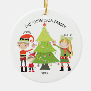 Famille unique de 3 ornements de Noël personnalisé