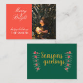 Famille verte et rouge Carte photo (Devant / Derrière)