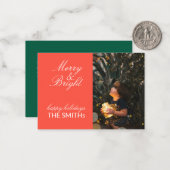 Famille verte et rouge Carte photo (Devant/Arrière en situation)