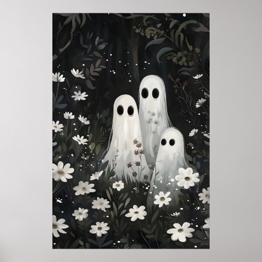 Familles de fantômes mignons dans une impression d (Devant)