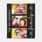 Family 3 Photo Template Personalized Script Fleece Deken (Voorkant)