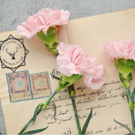 Family Address Stamp With Deer Logo Rubberstempel