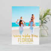 Family Beach Photo Carte de Noël Gold Foil State (Debout devant)