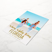 Family Beach Photo Carte de Noël Gold Foil State (Rotation)