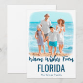 Family Beach Photo Carte de Noël Watercolor State (Devant / Derrière)