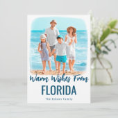 Family Beach Photo Carte de Noël Watercolor State (Debout devant)