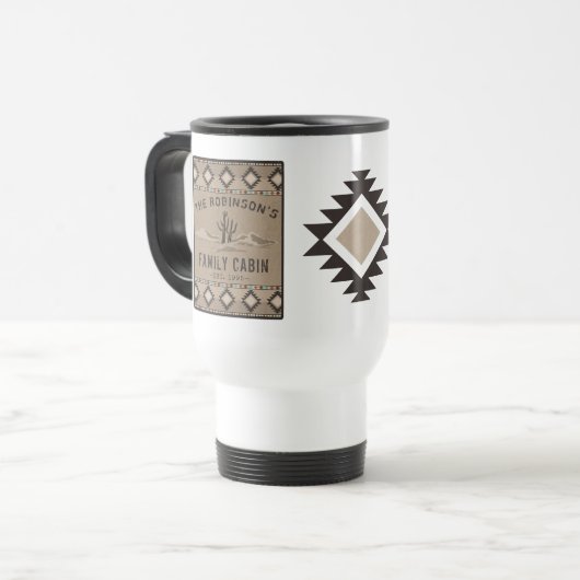 Family Cabin Rustic Southwest Native Tribal Cactus Reisbeker (Voorkant links)