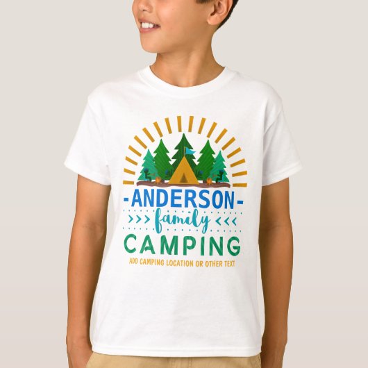 Family Camping Trip Sun Ray Tent | Aangepaste naam T-shirt (Voorkant)
