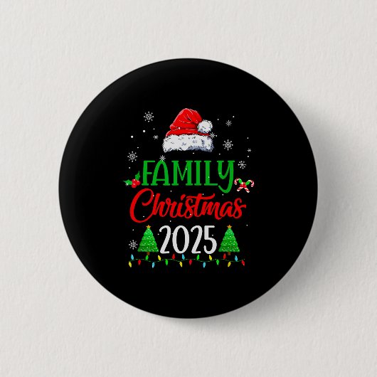 Family Christmas 2025 Matching Family Christmas Sq Ronde Button 5,7 Cm (Voorkant)