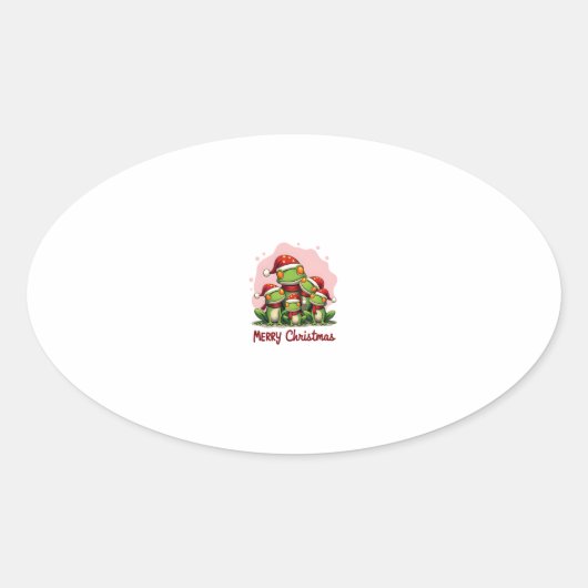 Family christmas frogs (1) ovale sticker (Voorkant)