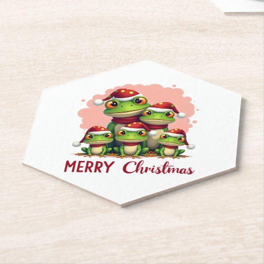 Family christmas frogs (3) kartonnen onderzetters (Schuin)