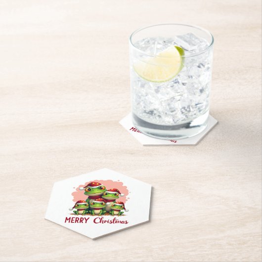 Family christmas frogs (3) kartonnen onderzetters (Insitu)
