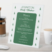 Family Christmas Green Waterverf Pine Tree Menu Reclamebord Met Voetstuk (Insitu)