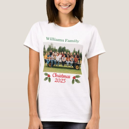 Family Christmas Personalize Name & Photo T-shirt (Devant)