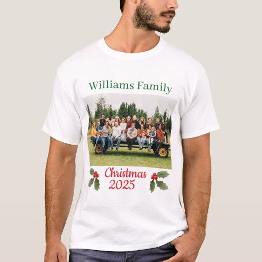 Family Christmas Personalize Name & Photo T-shirt (Voorkant)