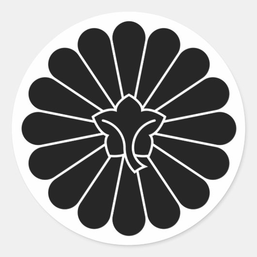 [Family Crests] back-side 16 petals chrysanthemum Ronde Sticker (Voorkant)