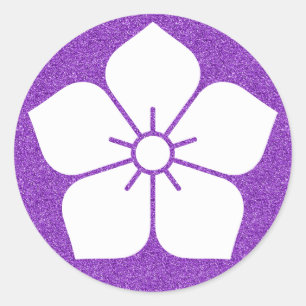 [Family Crests] White Kikyo flower Button Ronde Sticker