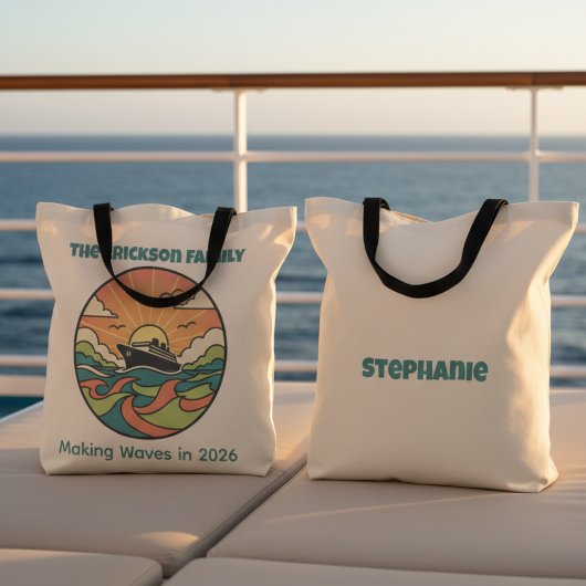 Family Cruise Tote Bag - Ocean Sunset Theme