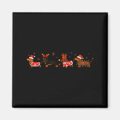Family Dachshund Santa Sleigh Reindeer Snow Christ Magneet (Voorkant)
