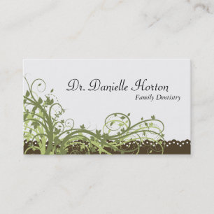 Family Dentist Visitekaartje Green Elegant Floral