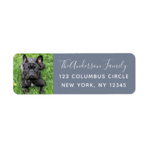 Family Dog Photo Dusty Blue Return Label