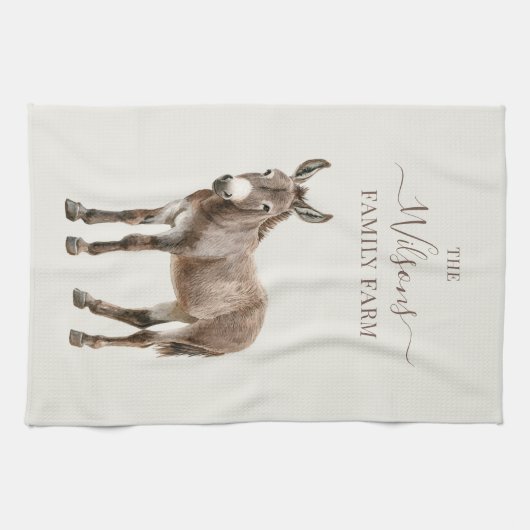 Family Farm Rustic Donkey Country Farm  Theedoek (Horizontaal)