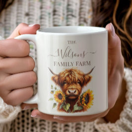 Family Farm Rustic Sunflower Highland Cow Koffiemok