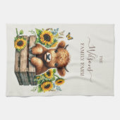 Family Farm Rustic Sunflower Highland Cow Theedoek (Horizontaal)