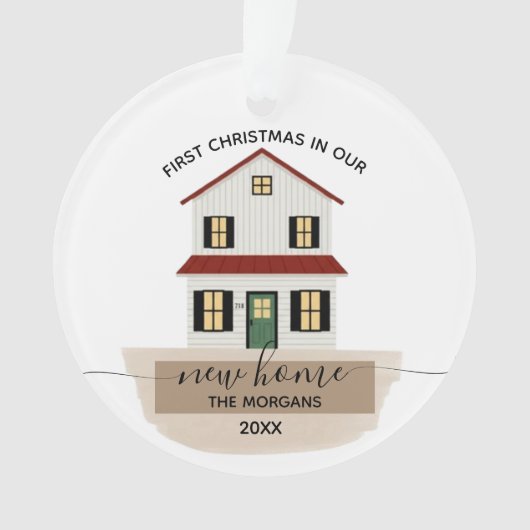 Family First Christmas Housewarming New Home Ornament (voorkant)