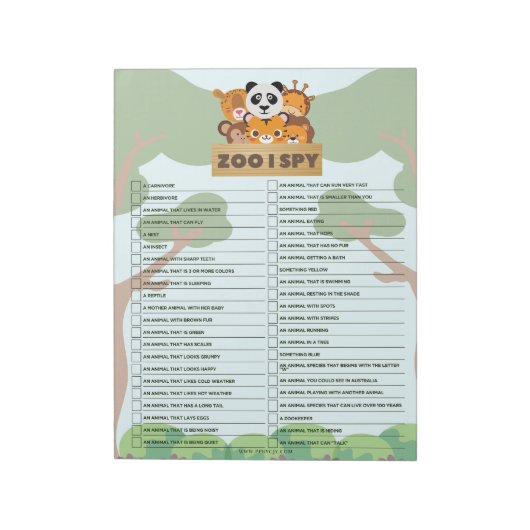 Family Fun Zoo Scavenger Hunt Notitieblok (Gedraaid)