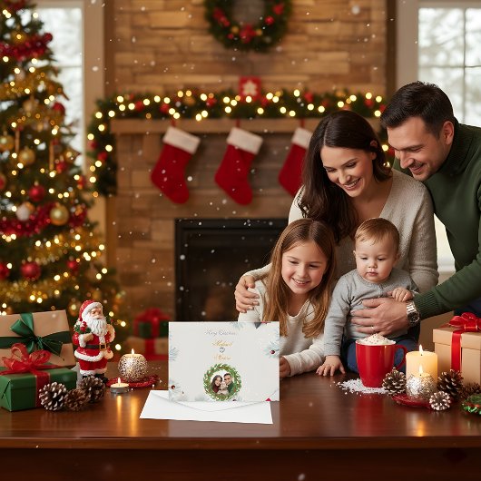 Family in the Snow Letter – Christmas Greeting Notitiekaartje