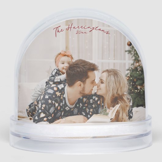 Family is Forever Red Script Christmas Snow Globe (Avant)