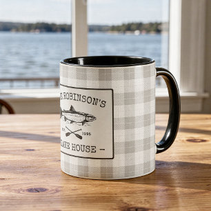 Family Lake House Fish Oars Rustic White Pset Mok