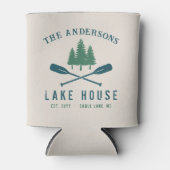 Family Lake House Modern Rustic Boat Oar Pine Tree Blikjeskoeler (Voorkant)