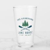 Family Lake House Modern Rustic Boat Oar Pine Tree Glas (Voorkant)