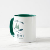 Family Lake House Modern Rustic Boat Oar Pine Tree Mok (Voorkant links)