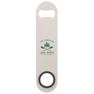 Family Lake House Modern Rustic Boat Oar Pine Tree Speed Flessenopener