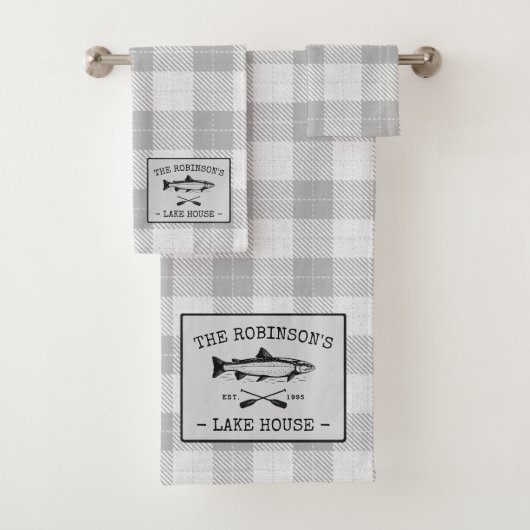 Family Lake House Oars Poisson Russe Blanc Plaid (En situation)